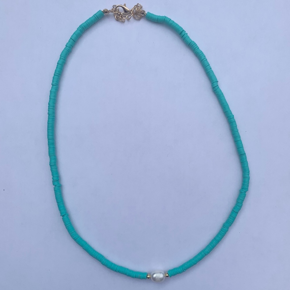 Turquoise Freshwater Pearl Beaded Handmade Choker Necklace